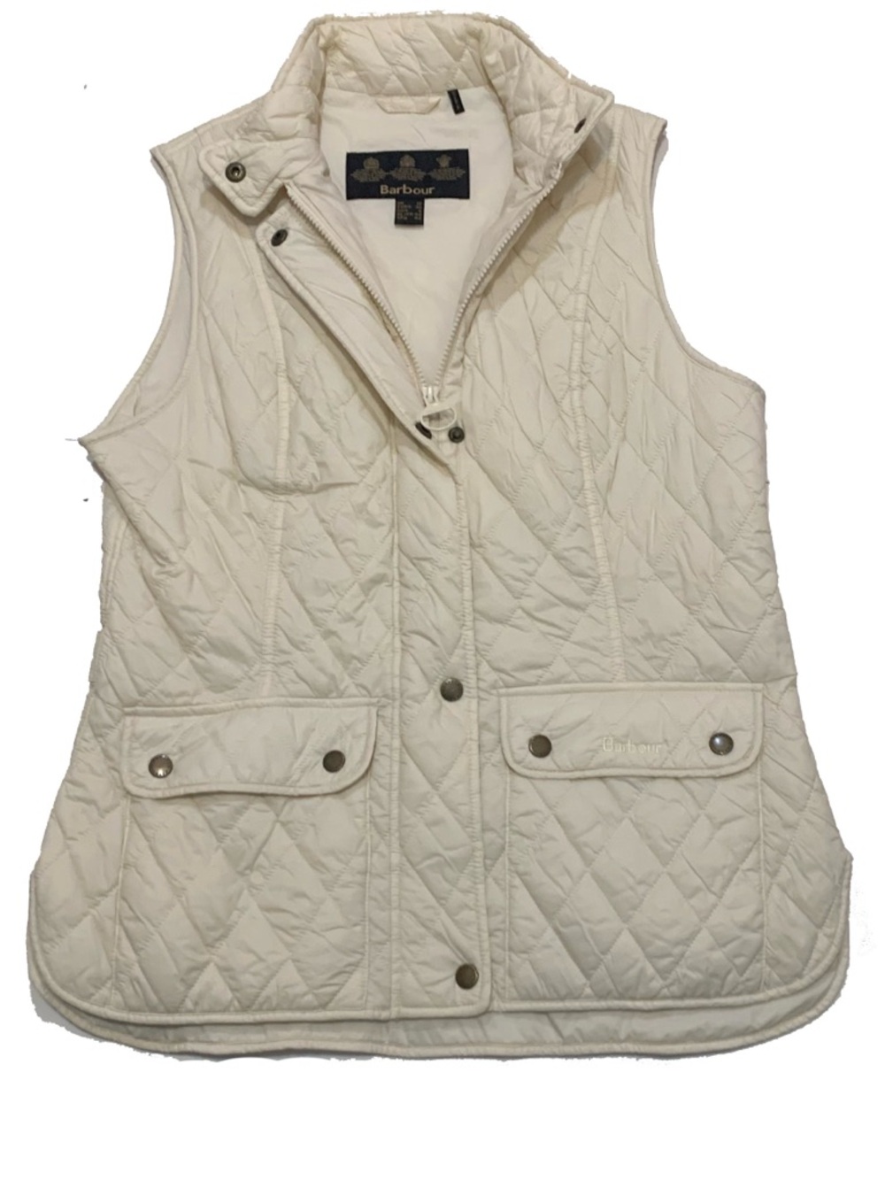 8 / Barbour Cream Quilted Sleeveless Vest